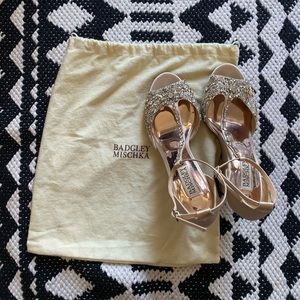 Blush Satin Badgley Mischka Wedges Rhinestones